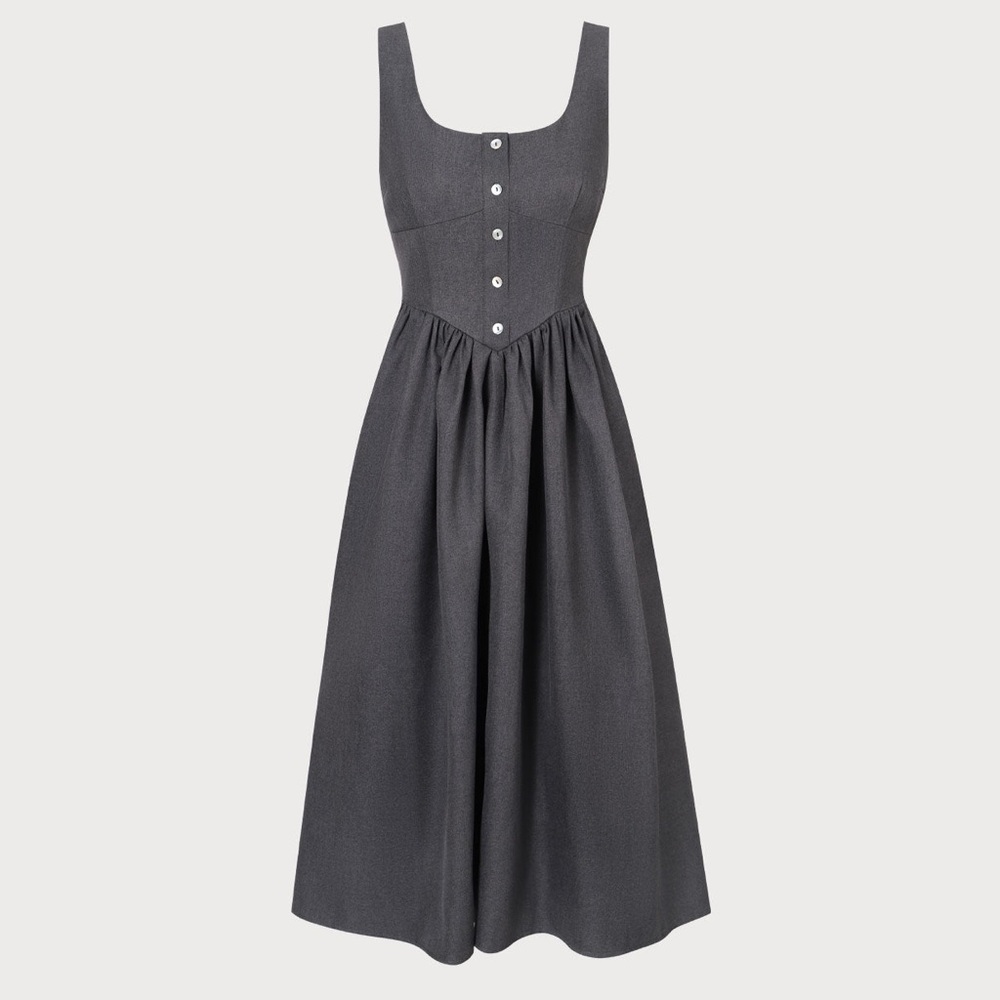 Rihoas Square Neck Ruched Waist Dress